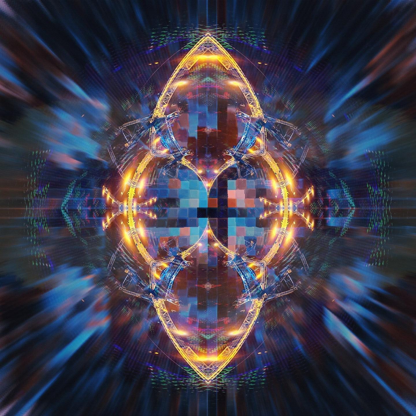 Abstract digital art with glowing geometric patterns