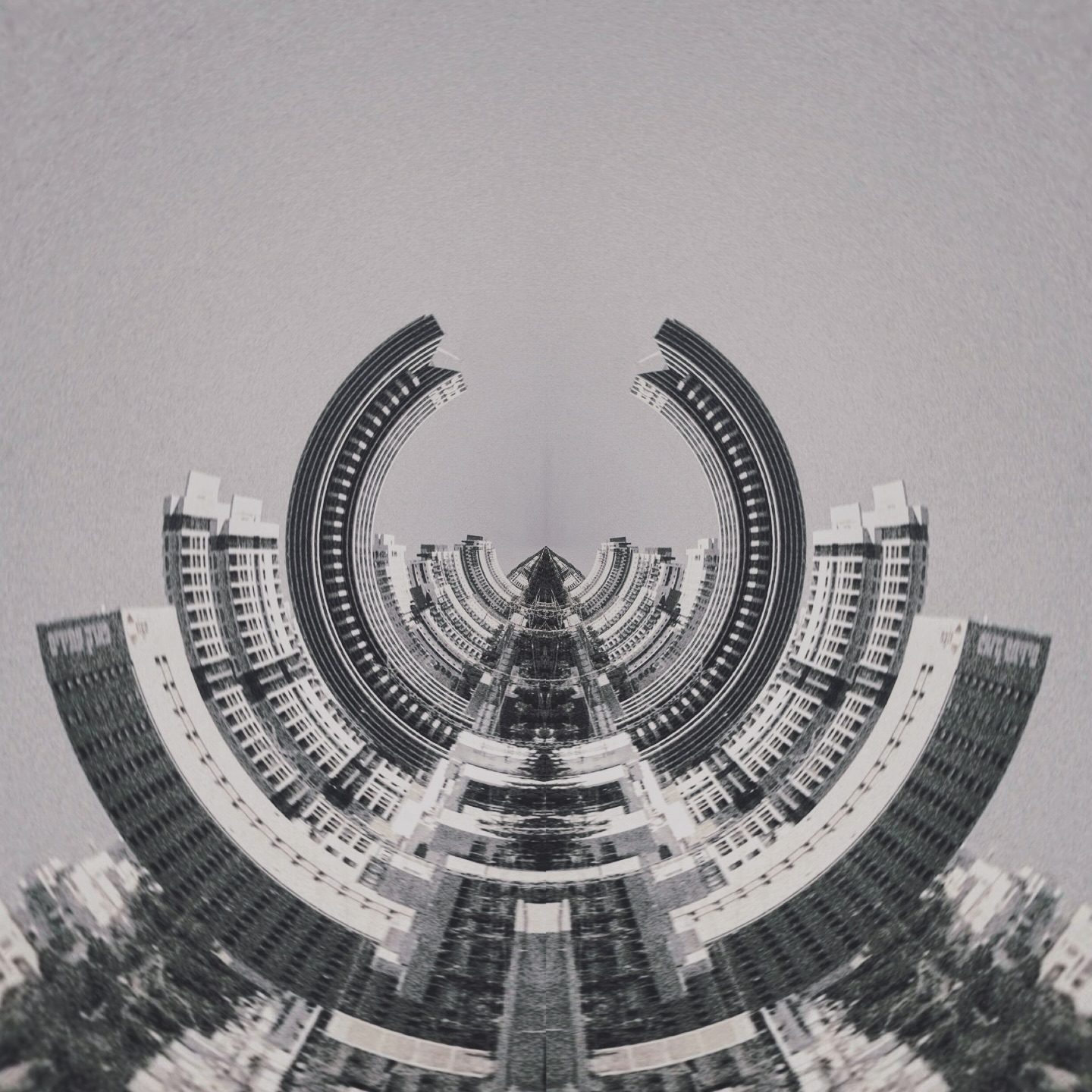 symmetrical mirrored cityscape